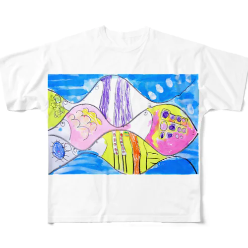 一緒に泳ぐたくさんの魚 フルグラフィックTシャツ