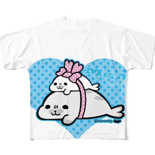 むぎゅ！っとあざらし『ぷっぷとにーに』 フルグラフィックTシャツ