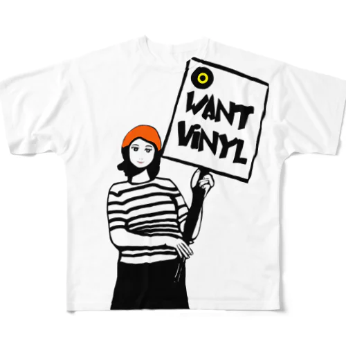 Want Vinyl   レコード フルグラフィックTシャツ