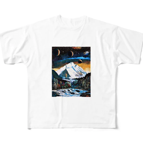 宇宙・極北の渓流 フルグラフィックTシャツ