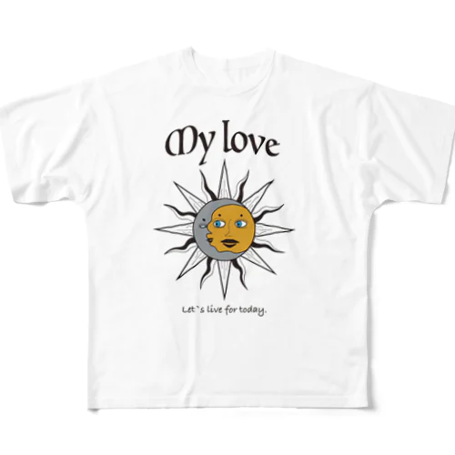 太陽と月 All-Over Print T-Shirt