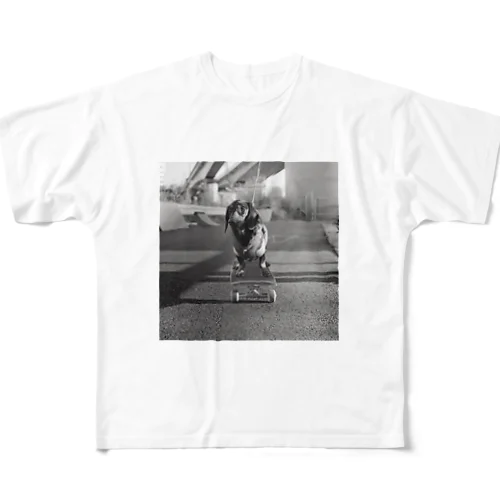Skating Dog All-Over Print T-Shirt