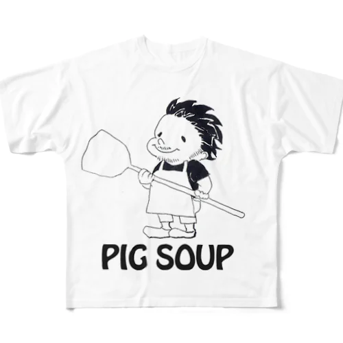 ピッグスープおじさん 풀그래픽 티셔츠