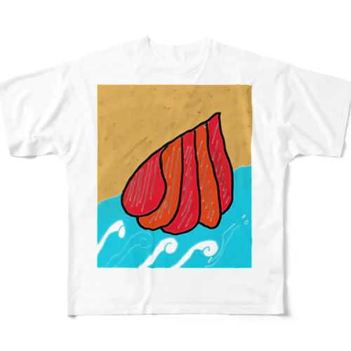 JUNSEN（純仙）打ち上げられる貝A フルグラフィックTシャツ