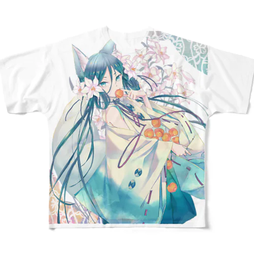 百合きつねみみ All-Over Print T-Shirt