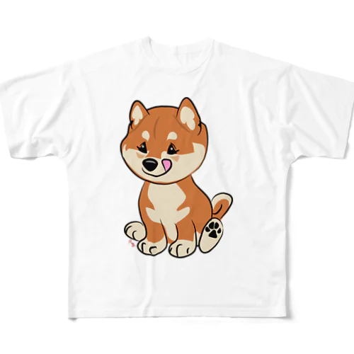 柴こいぬ フルグラフィックTシャツ