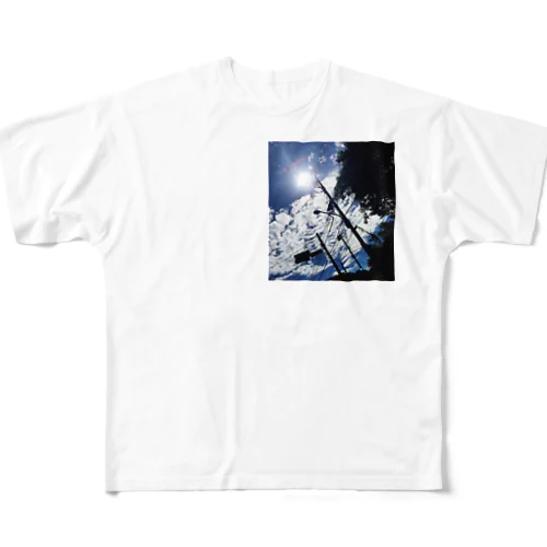 雲と空と太陽と電線 フルグラフィックTシャツ