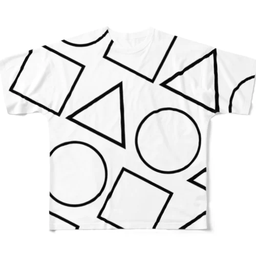 geometric pattern 2, many △○□ フルグラフィックTシャツ