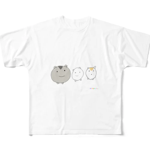 3人なかよし フルグラフィックTシャツ