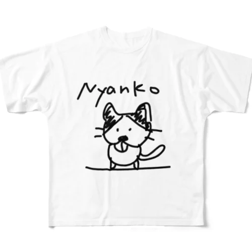 にゃんこ フルグラフィックTシャツ