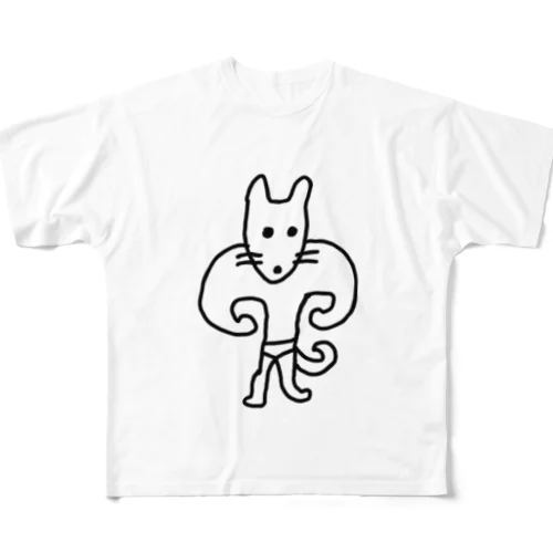 ムキムキわんこちゃん(淡色用) フルグラフィックTシャツ