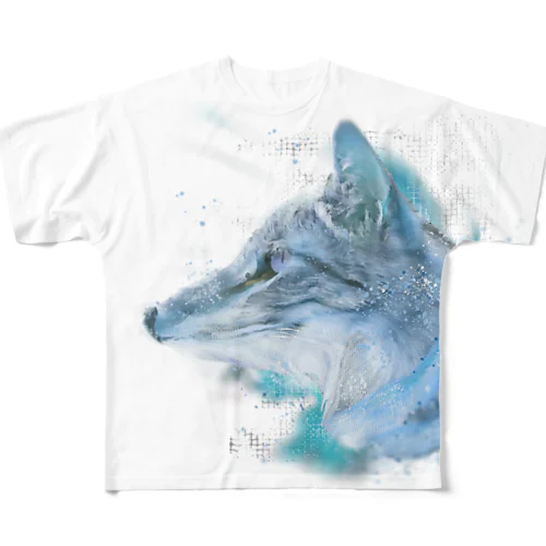 animal　ブルー フルグラフィックTシャツ