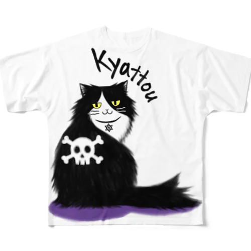 お背中キャットウ All-Over Print T-Shirt