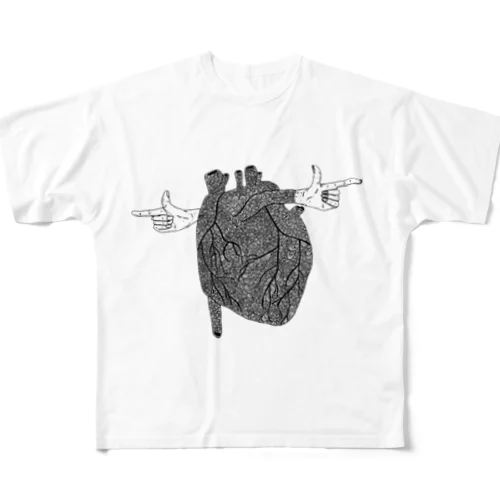 心臓　アート フルグラフィックTシャツ