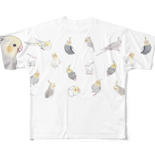 あつまれオカメインコちゃん【まめるりはことり】 All-Over Print T-Shirt