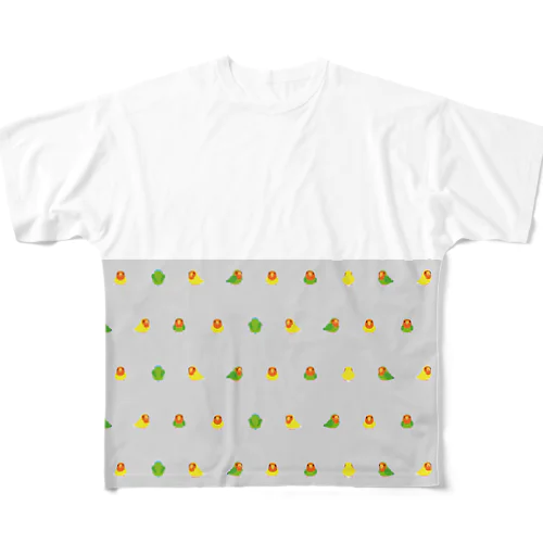 ちみまめあつまれコザクラインコちゃん【まめるりはことり】 All-Over Print T-Shirt