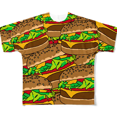 hamburger festival -ハンバーガーの氾濫- フルグラフィックTシャツ