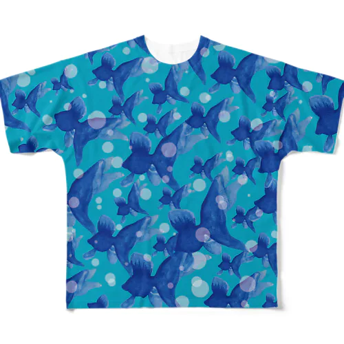 金魚群-Blue- All-Over Print T-Shirt