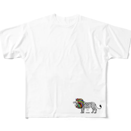 カラフルペイズリー柄ライオン All-Over Print T-Shirt