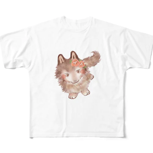 オオカミのウルフル フルグラフィックTシャツ