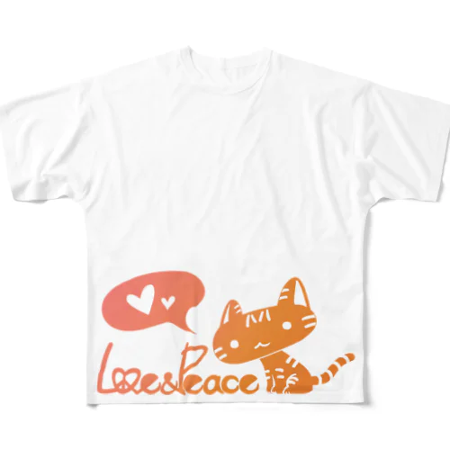 2022括弧貓 　LOVE & PEACE Orange Ver. フルグラフィックTシャツ