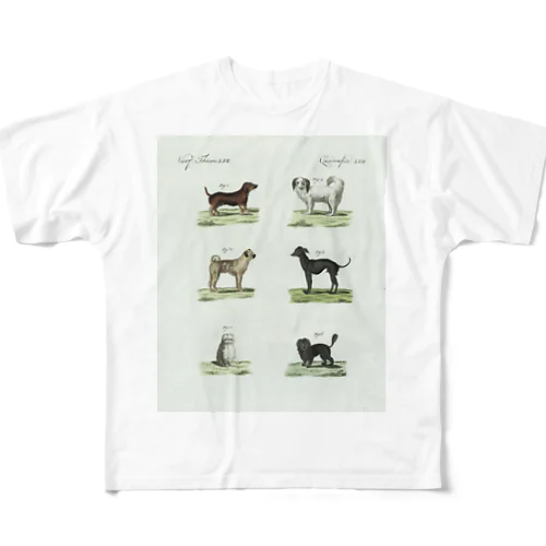 1802年ドイツの犬たち フルグラフィックTシャツ