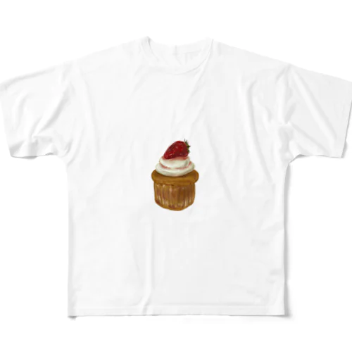 いちごのカップケーキ All-Over Print T-Shirt
