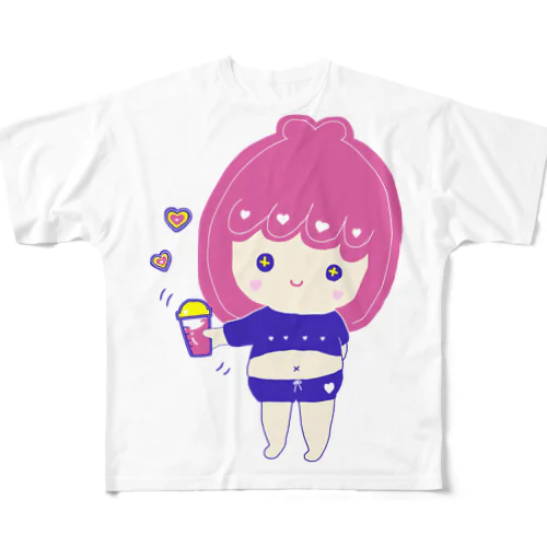 プロテイン女子（ロゴなし） フルグラフィックTシャツ