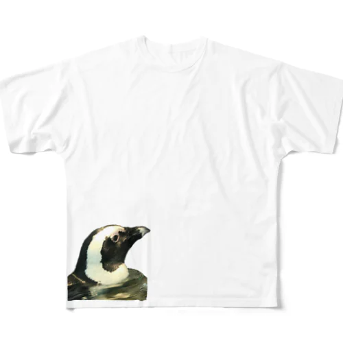 右向きペンギン フルグラフィックTシャツ