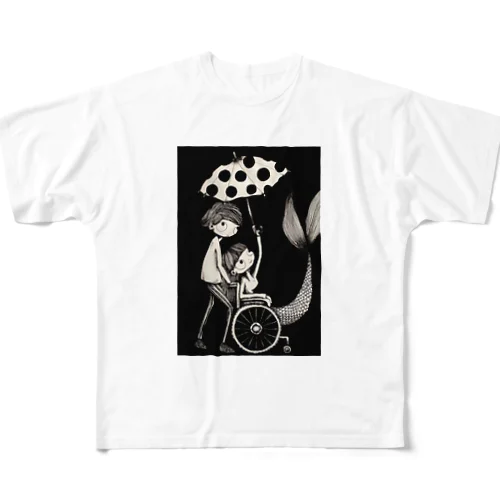 雨の日の人魚 All-Over Print T-Shirt