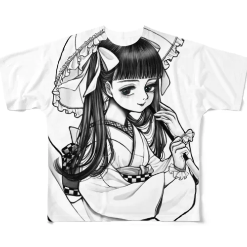 日傘の美少女 All-Over Print T-Shirt