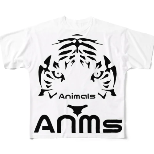 Animals ホワイトタイガー フルグラフィックTシャツ