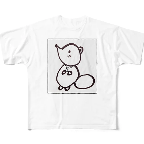 白狸のポンくん(枠入り) フルグラフィックTシャツ