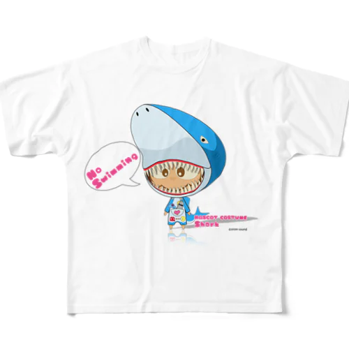 Mascot costume Shark フルグラフィックTシャツ