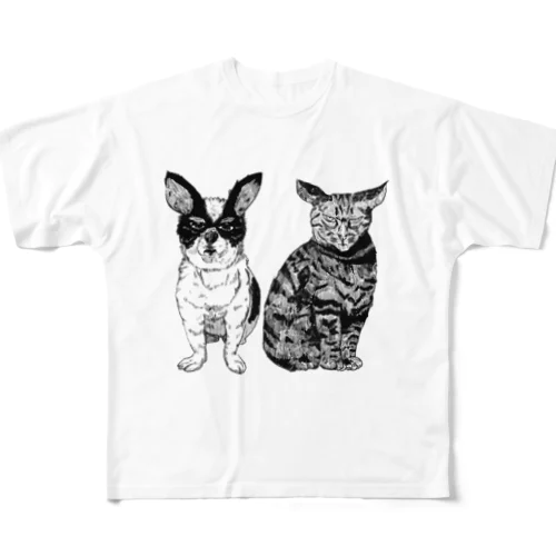 愛犬と愛猫 フルグラフィックTシャツ