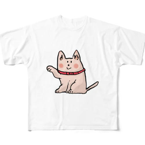 招き犬 フルグラフィックTシャツ