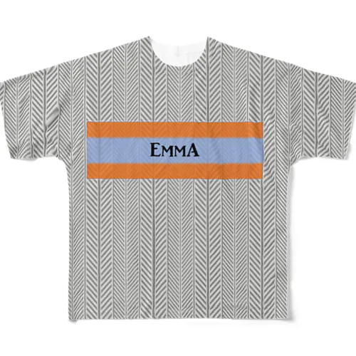 エマ　オレンジロゴシャツ フルグラフィックTシャツ