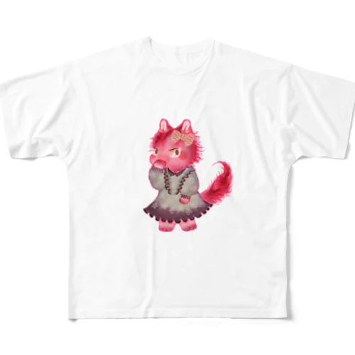 オオカミのウルフル フルグラフィックTシャツ