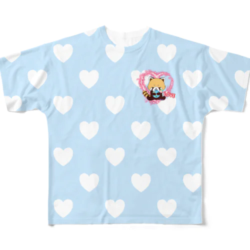 MonaくんｰPeace of the beloved Earth. Blue Heart- All-Over Print T-Shirt