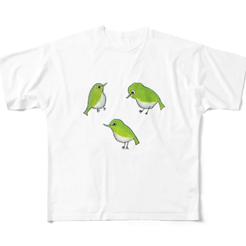 [森図鑑] いろいろメジロ All-Over Print T-Shirt