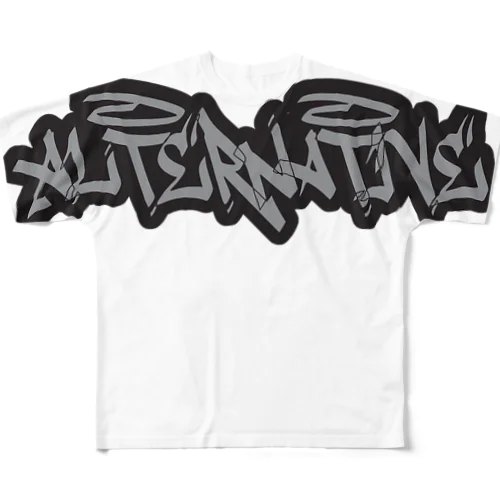 グラフィティGrayBlack All-Over Print T-Shirt