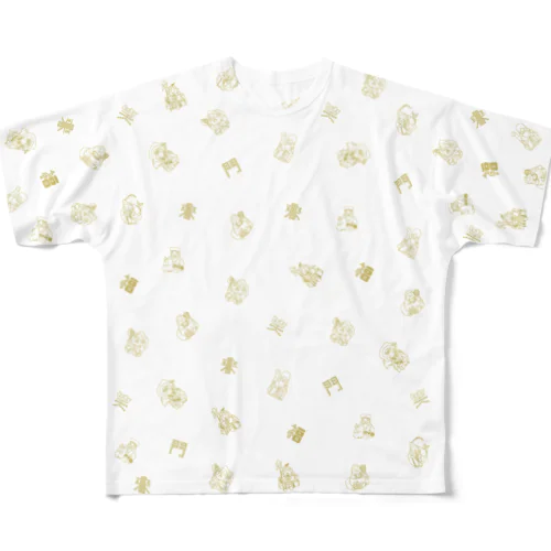 笑門招福七福神いっぱいTシャツ All-Over Print T-Shirt