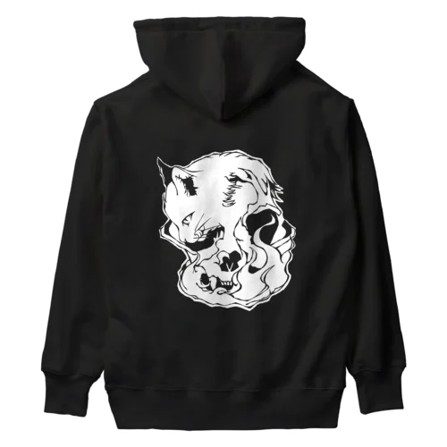 Cats And Skulls White ヘビーウェイトパーカー