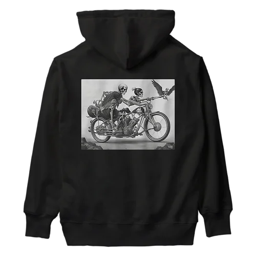 バイクとドクロ（黒メイン） Heavyweight Hoodie