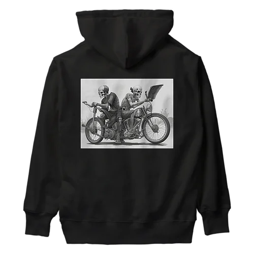 バイクとドクロ（黒メイン） Heavyweight Hoodie