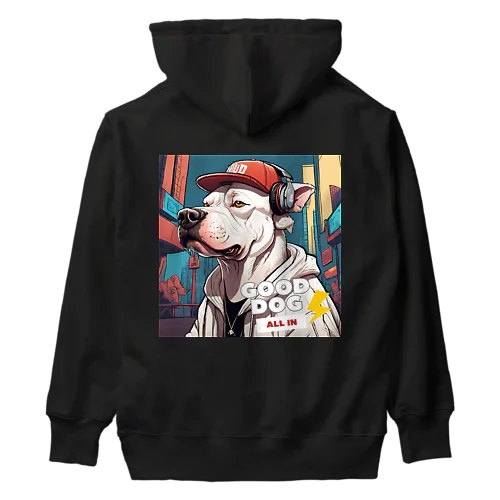 ストリート風の雰囲気が漂う犬のデザインです。 Heavyweight Hoodie