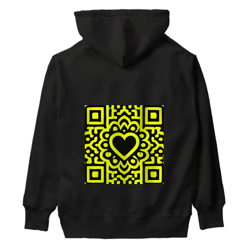 QRコード風HEART（P'） Heavyweight Hoodie