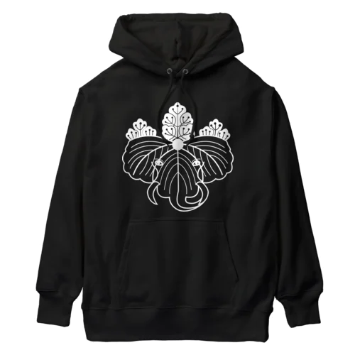 動物家紋。H.T.桐とゾウ　ホワイト Heavyweight Hoodie