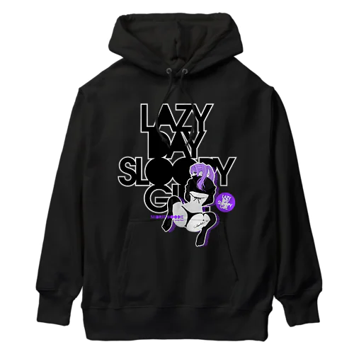 LAZY DAY SLOOPY GIRL 0574 ブラックフーディー女子 エロポップ ロゴ Heavyweight Hoodie