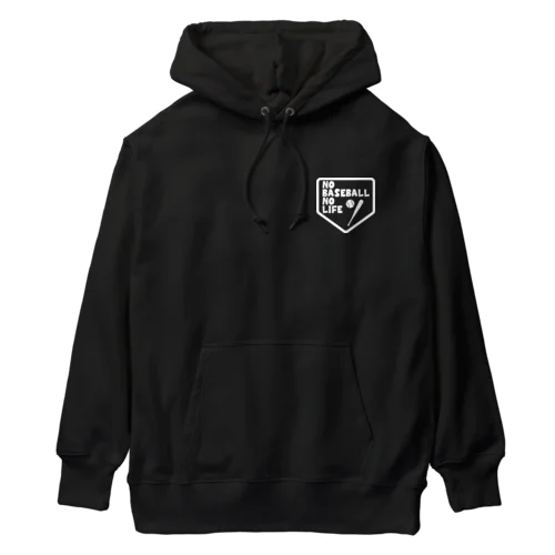 ノーベースボールノーライフ ホームベースデザイン ホワイト Heavyweight Hoodie